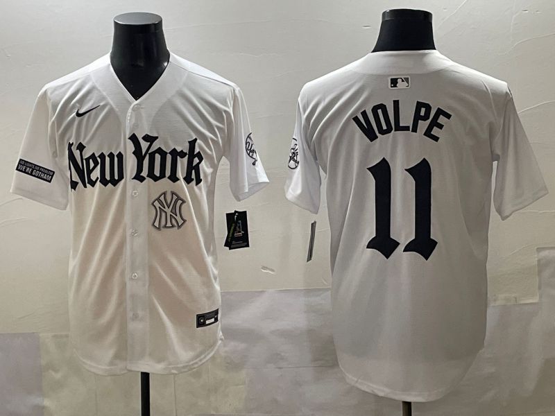 Men 2025 New York Yankees #11 Volpe White Five generations Joint Name Nike MLB Jersey style 45